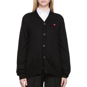 Comme des Garçons Play black oversized cardigan with small red heart XL women’s
